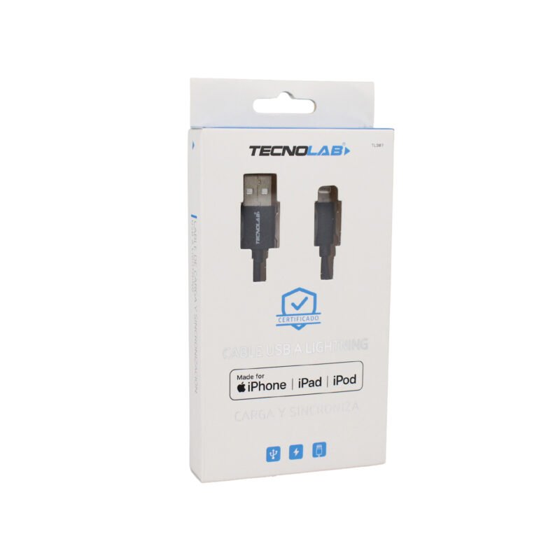 cable de iphone y ipad usb a lightning certificado por. black — vista 2