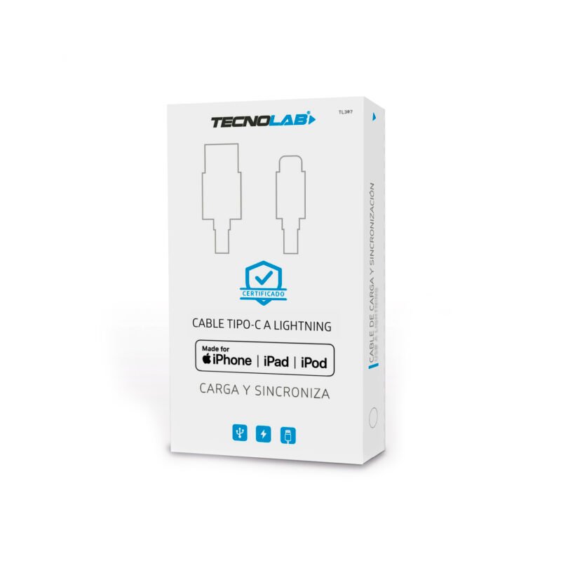 cable de iphone y ipad tipo c a lightning certificado black