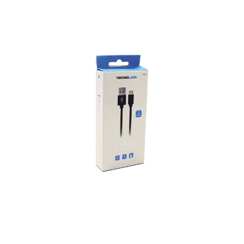 cable usb 2.0 a micro usb black. 3 mt box — vista 2