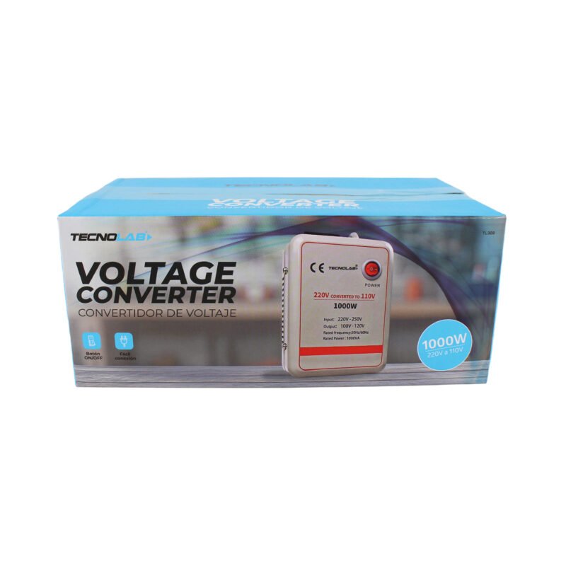 transformador voltaje tecnolab 1000w, entrada 220v 250v, salida 100v 120v, frecuencia 50/60hz, 1000va. — vista 2