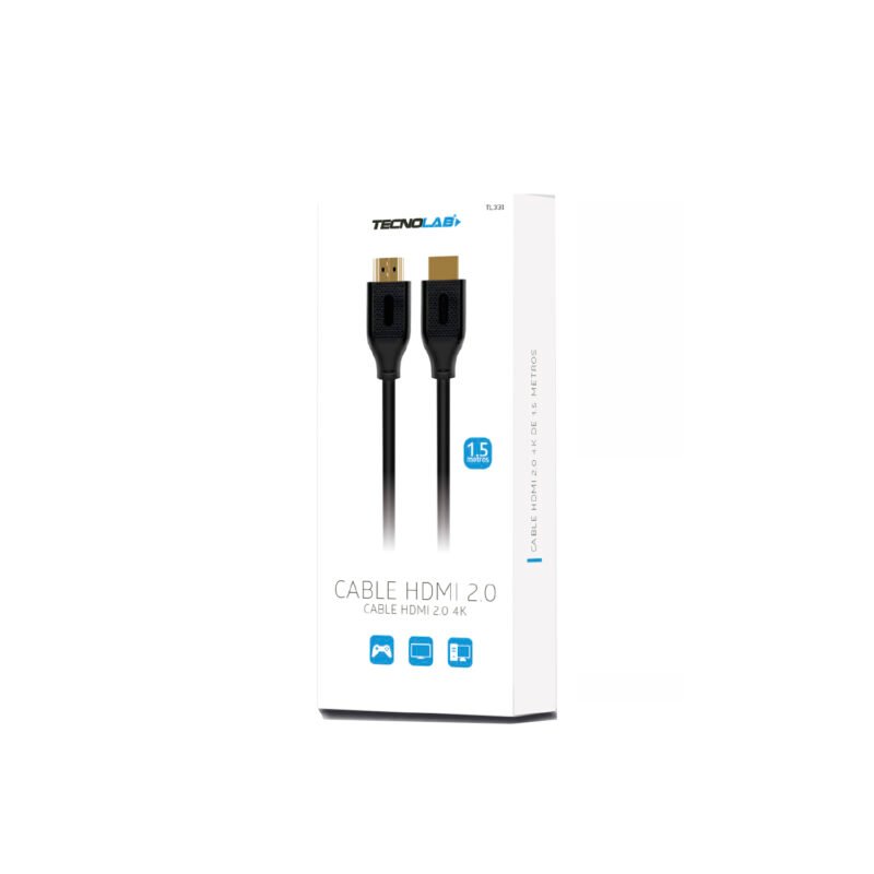 cable tecnolab hdmi v2.0 4k, terminales s, transmision eficiente de imagen y sonido, 1.5mt gold — vista 2
