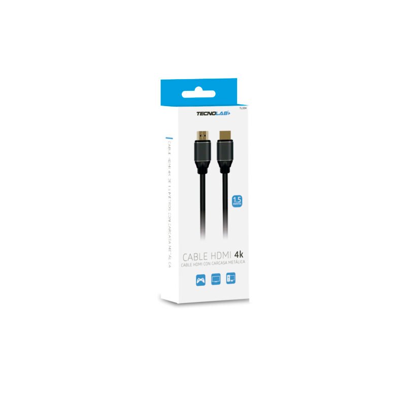 cable hdmi v2.0 4k, terminales s, transmision eficiente, 3mt, macho macho, carcasa metalica. gold