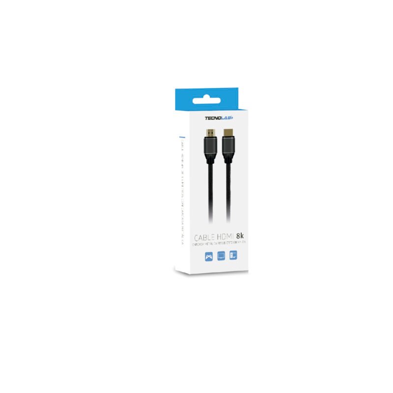 cable hdmi v2.1 8k, terminales s, 3mt, macho macho, transmision de alta calidad, carcasa metalica. gold