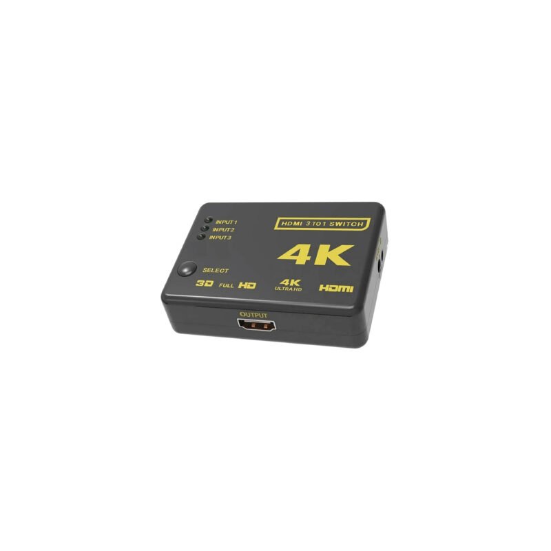 switch hdmi 4k 3 en 1, color 12 bits, alto rendimiento 2.5 gbps, resolucion hasta 3840x2160.