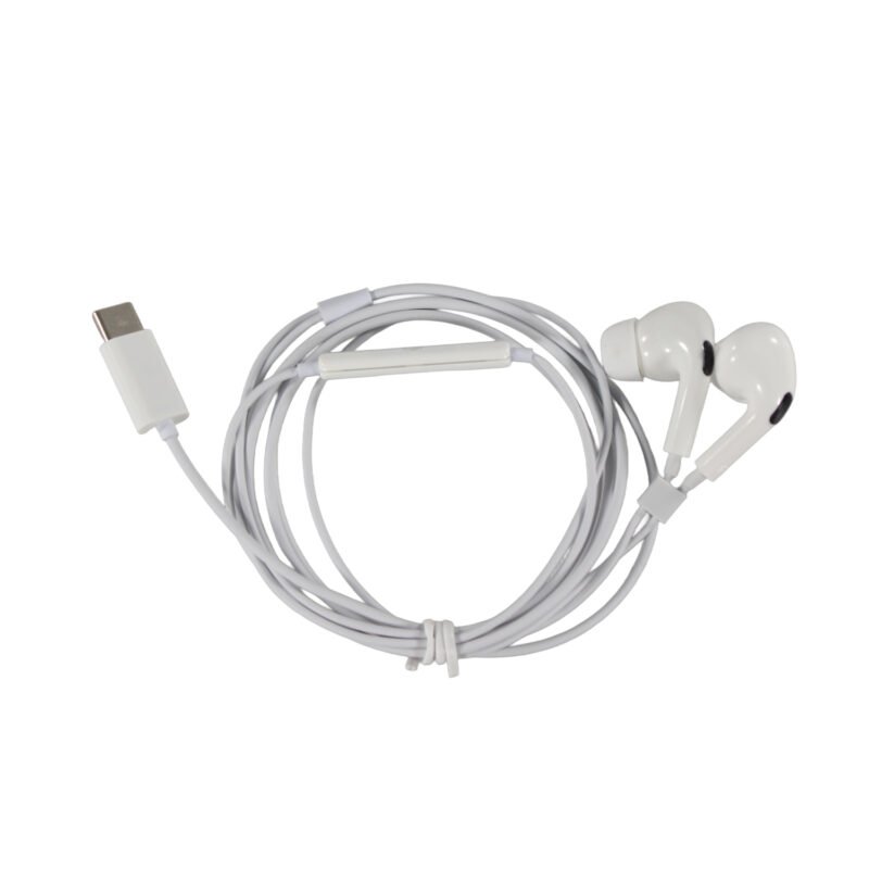 audifono tecnolab in ear, conector tipo c, cable de 1m, compatibles con smartphones y dispositivos audio.white