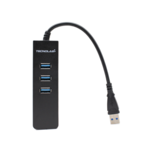 hub tecnolab 3 puertos usb 3.0 / rj45, mac ethernet rapido, alimentacion via usb o externa, compatible windows y linux.