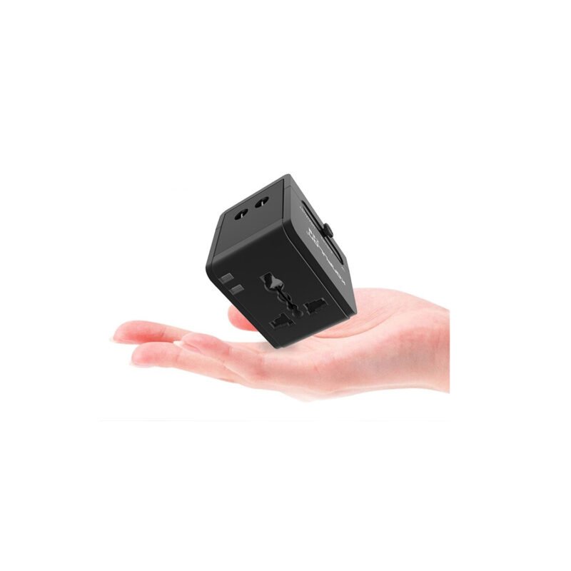 adaptador de viaje universal tecnolab 2 usb 110v o 220v color black — vista 2
