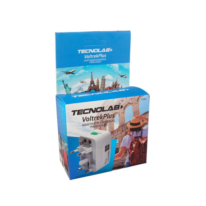 adaptador de viaje universal tecnolab con doble puerto usb — vista 4