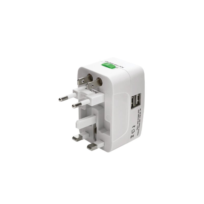 adaptador de viaje universal tecnolab con doble puerto usb