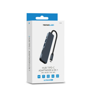 hub tipo c 6 en 1 hdmi / usb 3.0x2 / tf / sd / tipo c