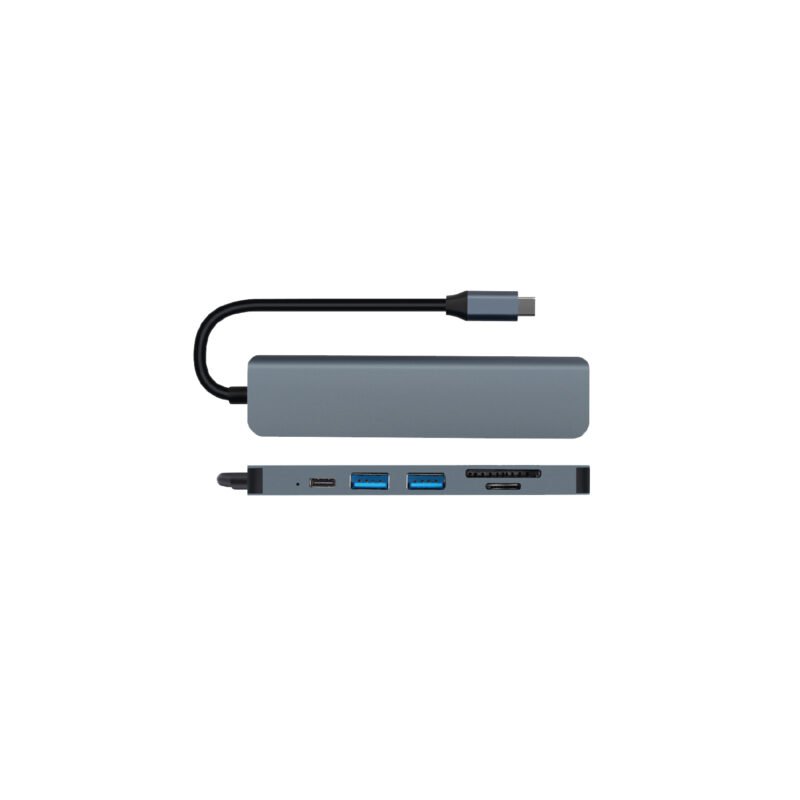 hub tipo c 6 en 1 hdmi / usb 3.0x2 / tf / sd / tipo c — vista 3