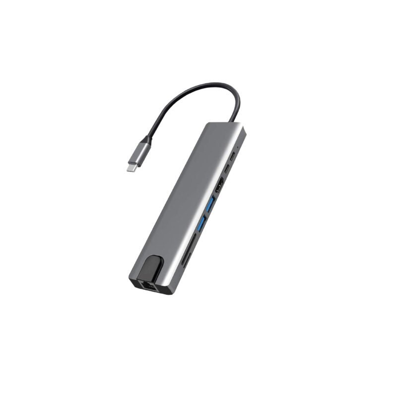 hub tipo c 8 en 1 hdmi /usb 3.0x2 /tf /sd /tipo c /pd /rj45