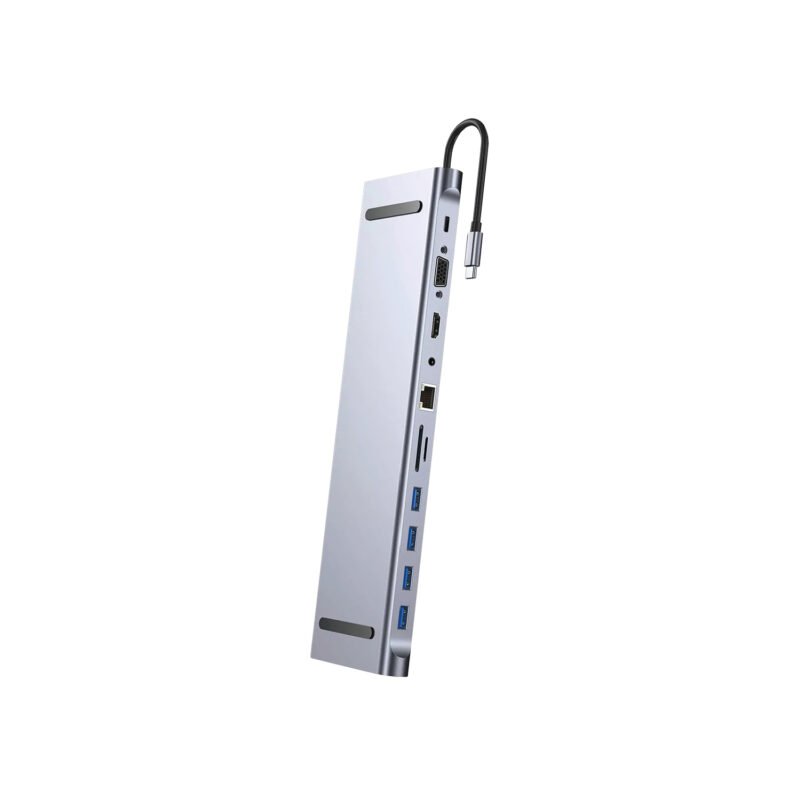 hub tipo c 11 en 1 hdmi /vga /3.5mm/ usb /usb 3.0 /tf /sd /tipo c /pd /rj45 — vista 2