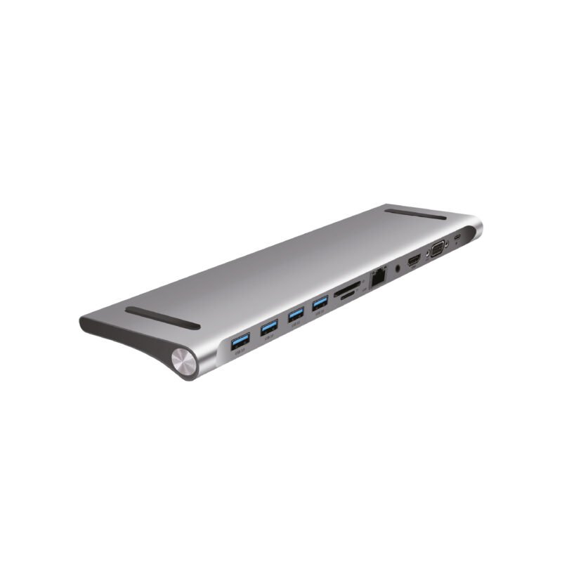 hub tipo c 11 en 1 hdmi /vga /3.5mm/ usb /usb 3.0 /tf /sd /tipo c /pd /rj45 — vista 3