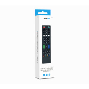 control remoto universal para tv tecnolab, distancia operativa de mas de 8 mts, requiere 2 pilas aaa (no incluidas).