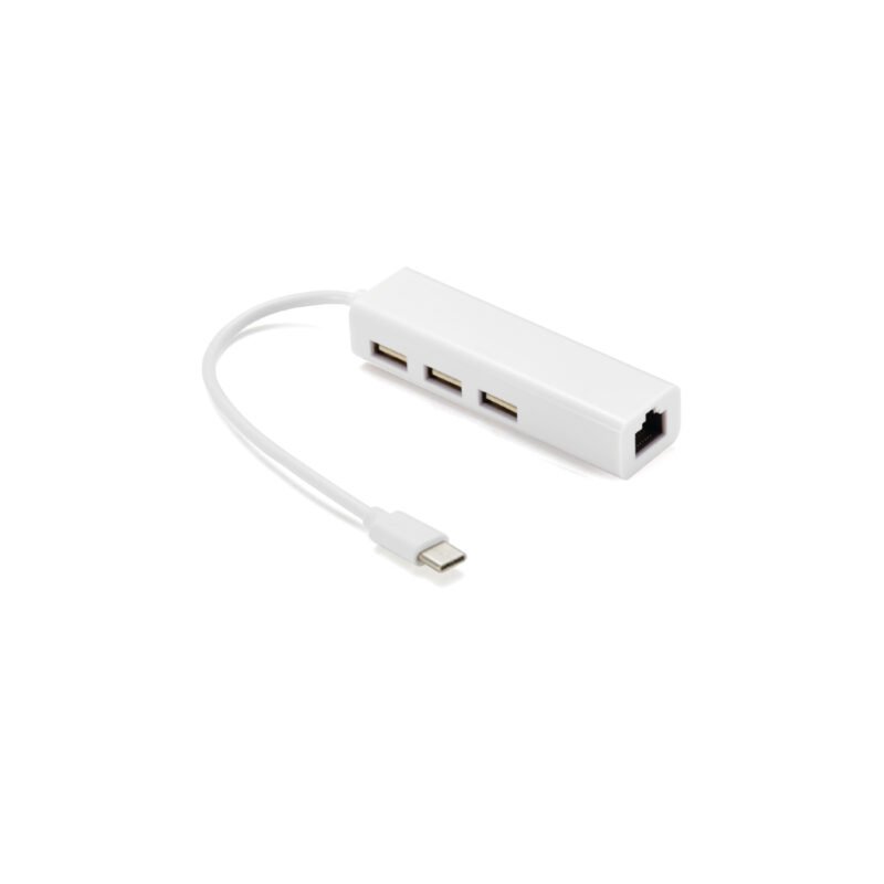 hub tecnolab tipo c 4 en 1, usb 2.0 a 480mbps, longitud del cable 12 cms. 3xusb2.0/rj45 — vista 4