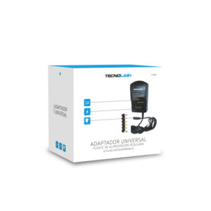 adaptador tecnolab universal, 6 plugs intercambiables, entrada: ac100v 240v 60/50hz, salida: dc3/4.5/6/7.5/9/12v