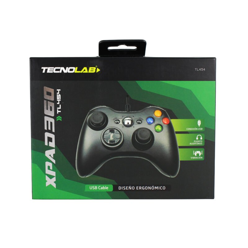 control para xbox 360 con cable black — vista 3