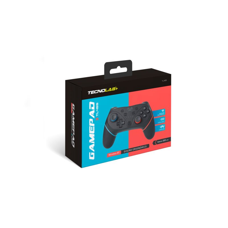 control inalambrico tecnolab para n switch, vibracion, diseÑo ergonomico, carga tipo c, movimiento 6 eje. — vista 2