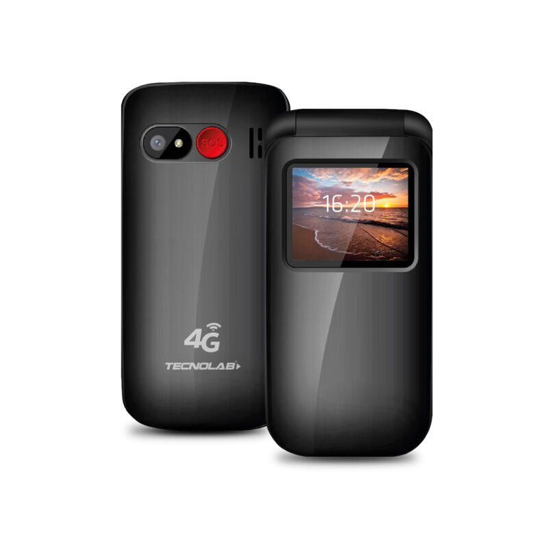 telefono senior tecnolab 4g, linterna, camara, radio fm, bt, sos, bateria 600mah, pantalla 1.77". black