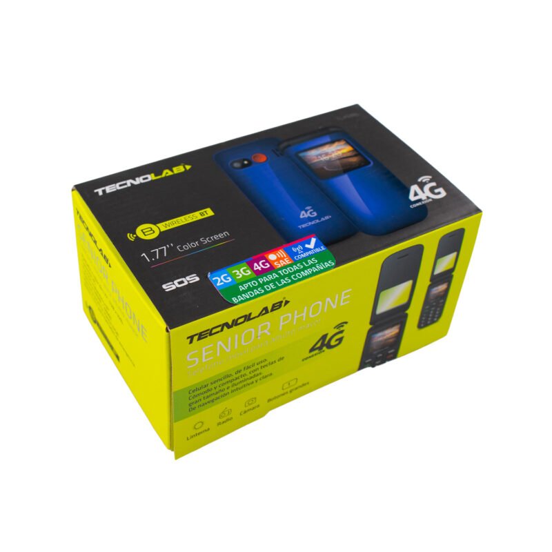 telefono senior tecnolab 4g, linterna, camara, radio fm, bt, sos, bateria 600mah, pantalla 1.77". blue. — vista 7
