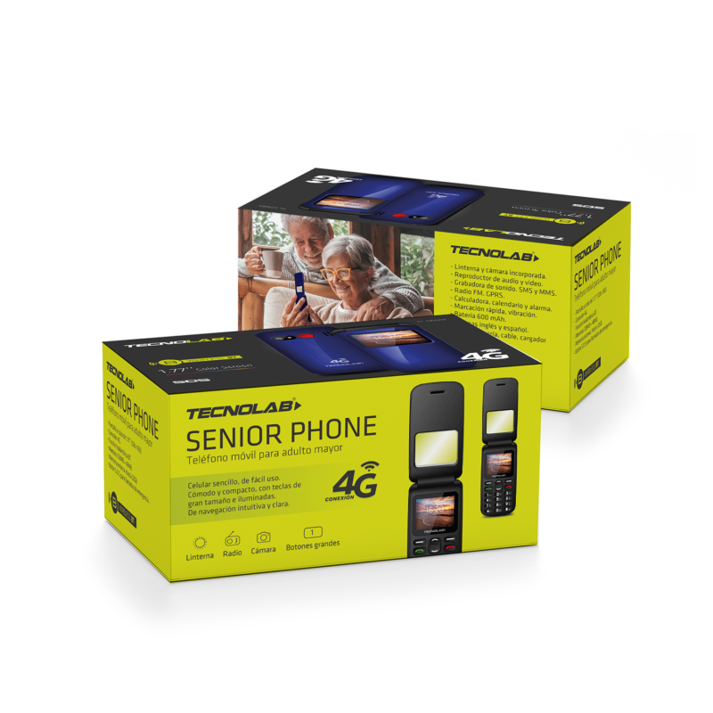 telefono senior tecnolab 4g, linterna, camara, radio fm, bt, sos, bateria 600mah, pantalla 1.77". blue. — vista 4