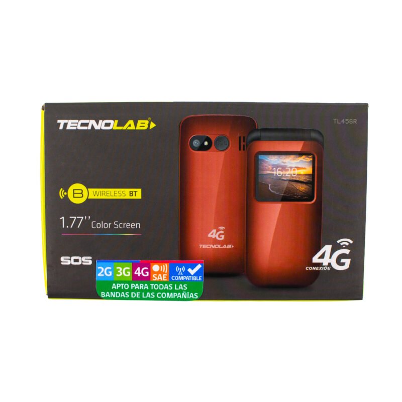 telefono senior tecnolab 4g, linterna, camara, radio fm, bt, sos, bateria 600mah, pantalla 1.77". red. — vista 6