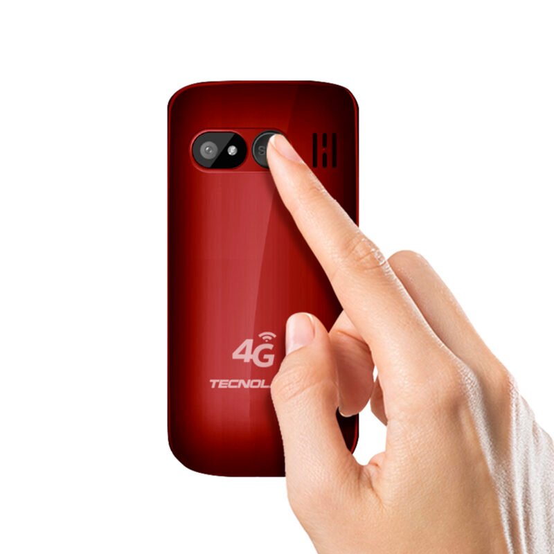telefono senior tecnolab 4g, linterna, camara, radio fm, bt, sos, bateria 600mah, pantalla 1.77". red. — vista 3
