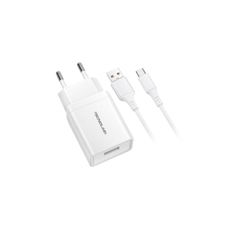 cargador de pared tecnolab tipo c 2.1a white — vista 2