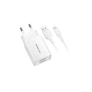 cargador de pared tecnolab lightning doble usb 2.1a white