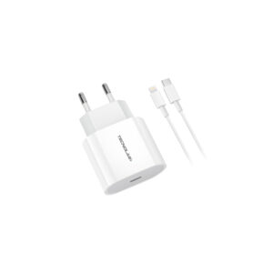 cargador tecnolab pd 20w con cable tipo c a lightning. certificacion sec. white