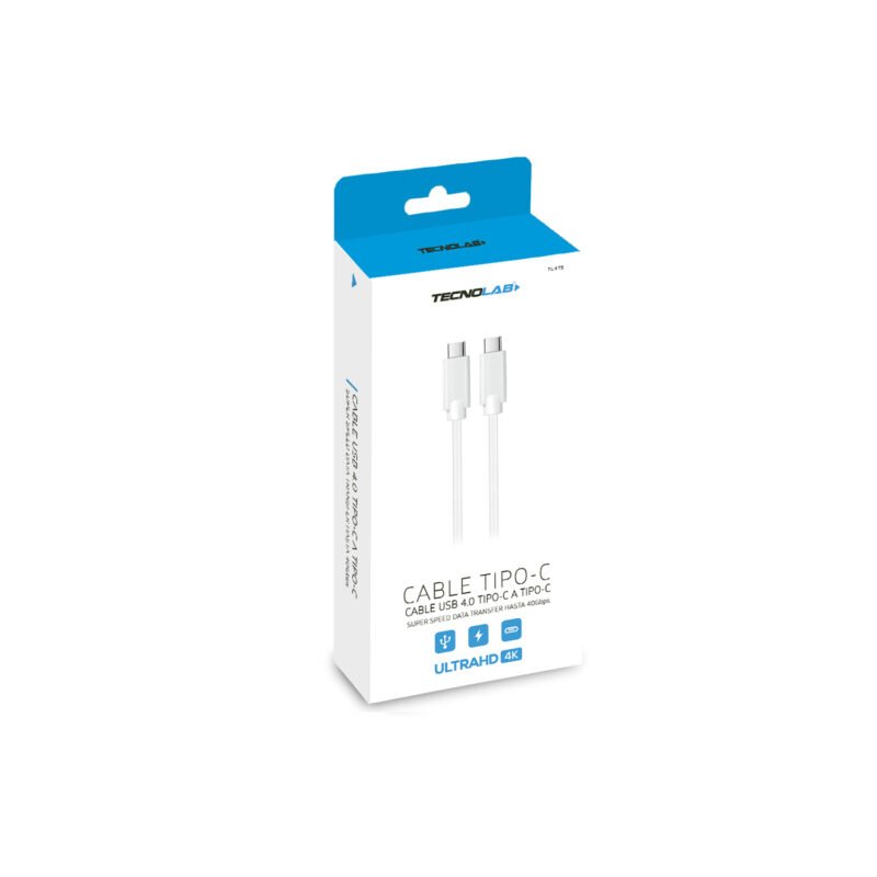 cable tecnolab usb tipo c 4.0, transferencia hasta 40gbps, soporta 85w 100w, video 4k, largo 2m. — vista 2