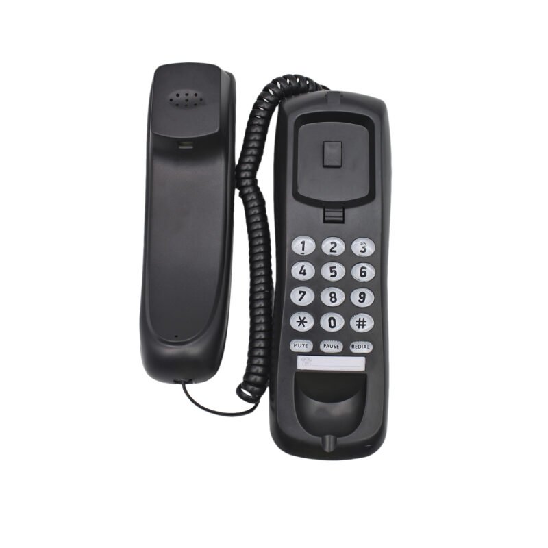 telefono tecnolab de sobremesa, funciones de pausa, silencio, rediscado, luz nocturna, diseÑo compacto. black — vista 3