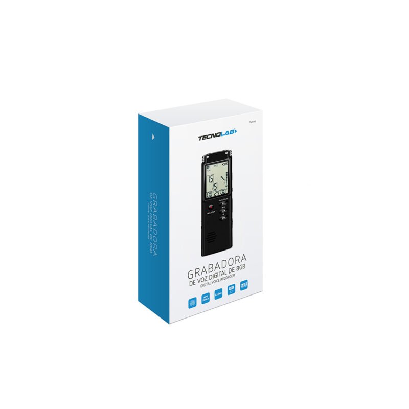 grabador digital de voz 8gb tecnolab, grabacion alta calidad, 3 modos, vor, microfono incorporado, mp3/wav. — vista 4