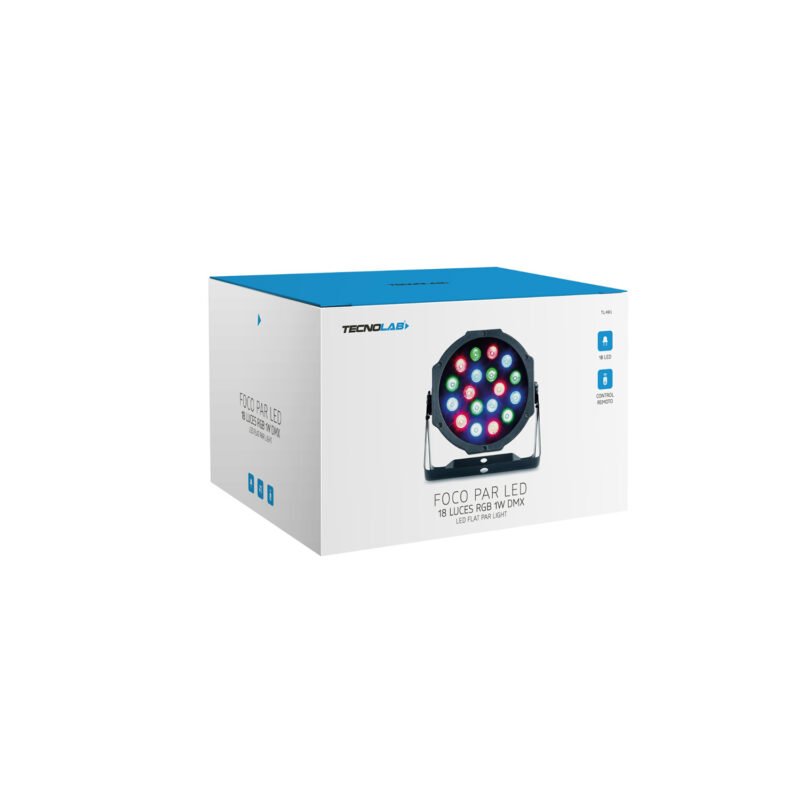 foco tecnolab par led 18 luces rgb 1w, dmx, 30 80w, 3 7 canales, modos auto, sonido y dmx512. — vista 3