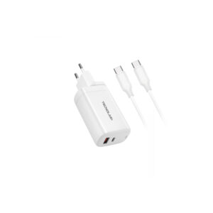 cargador tecnolab qc 3.0 + pd 65w con cable tipo c a c. certificaciÓn sec. white