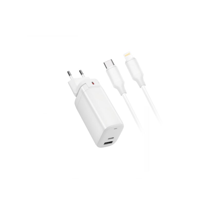 cargador tecnolab qc 3.0 + pd 65w con cable tipo c a lightning. certificaciÓn sec. white — vista 2