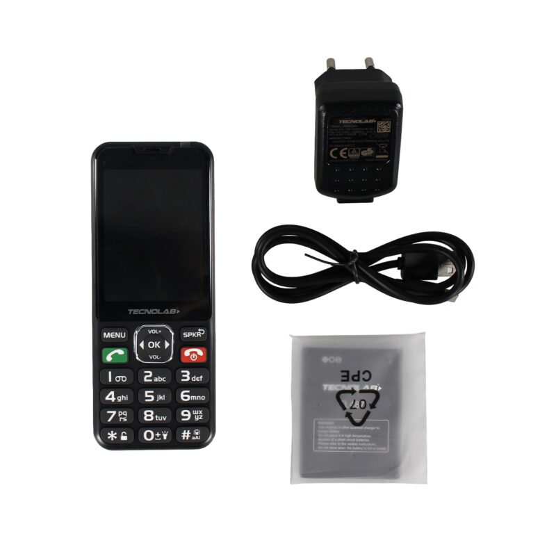 telefono senior 4g, pantalla 2.8", sim dual, boton sos, entrada tipo c, camara 0.3mp, bateria 1000mah, memoria 128 + 48mb. black — vista 2