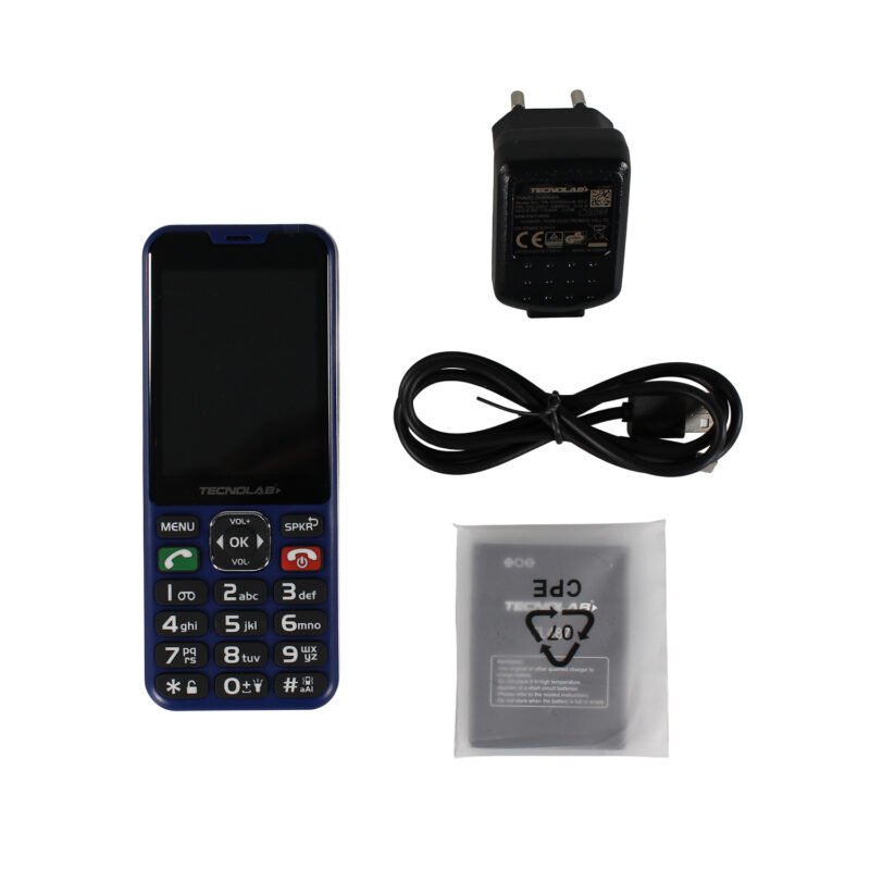 telefono senior 4g, pantalla 2.8", sim dual, boton sos, entrada tipo c, camara 0.3mp, bateria 1000mah, memoria 128 + 48mb. blue — vista 2