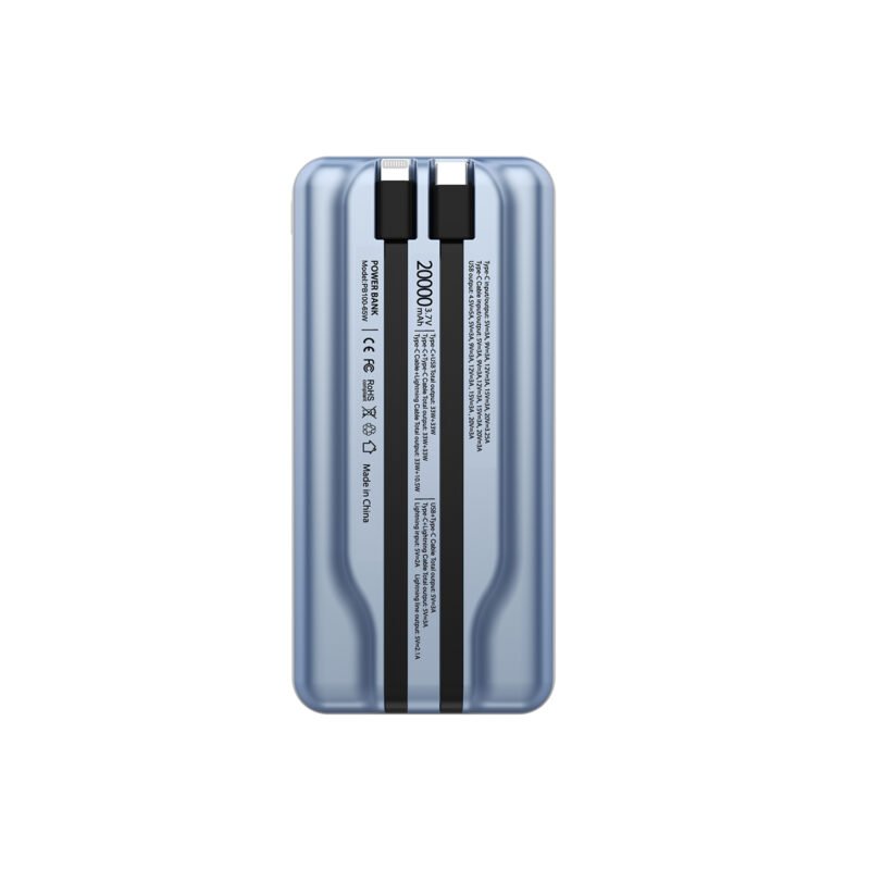 powerbank tecnolab 20000mah 65w incluye 2 cables 1 tipo c y 1 lightning — vista 2