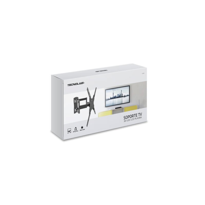 soporte tecnolab tv pared para led 32” 50”, carga 30kg, inclinacion 3°/+10°, acero laminado. — vista 2