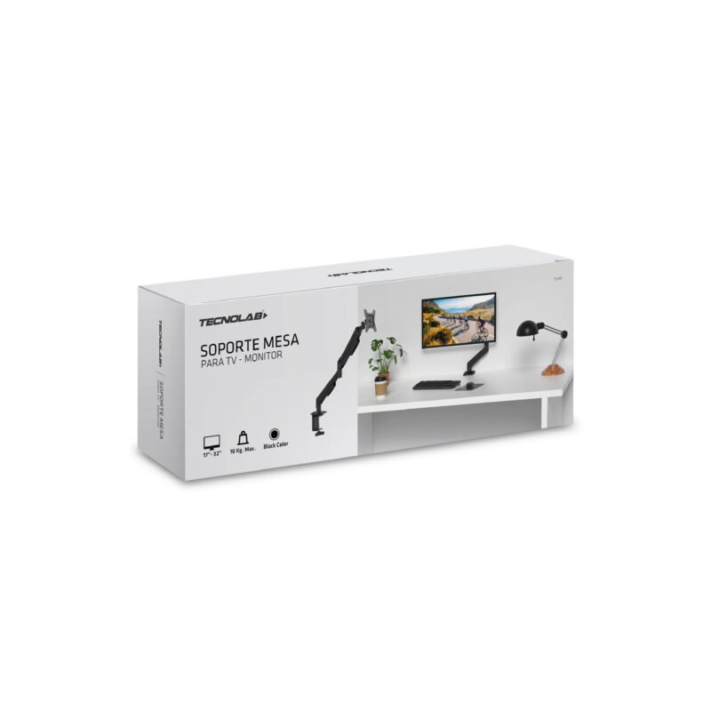 soporte tecnolab tv mesa 17” 32”, carga 2.5 10kg, inclinacion + 45°, acero laminado, vesa 75x75mm. — vista 2