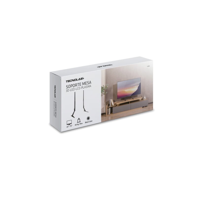 soporte tecnolab tv/monitor mesa 23” 75”, carga 40kg, vesa 200x200 800x400mm, acero laminado. — vista 2
