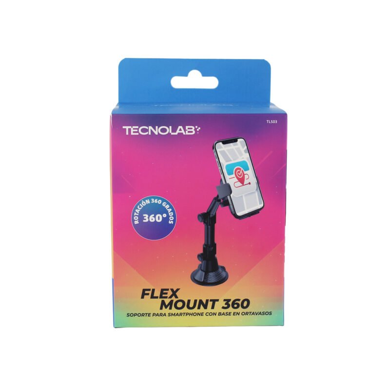 soporte tecnolab para automovil posa vasos, instalacion facil, bloqueo giratorio, rotacion 360°, compatible smartphones. — vista 5