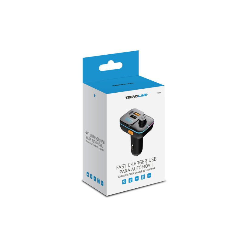 cargador de auto carga rapida 12v con transmisor fm bluetooth salida pd y usb ax2 15 watts — vista 3