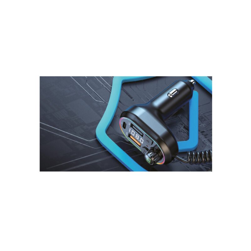 cargador tecnolab de automovil bt 5.0, 25 watts con funcion reduccion ruido, rgb, manos libres, 3 puertos, mp3/wav, fm 87.5 108mhz. — vista 2