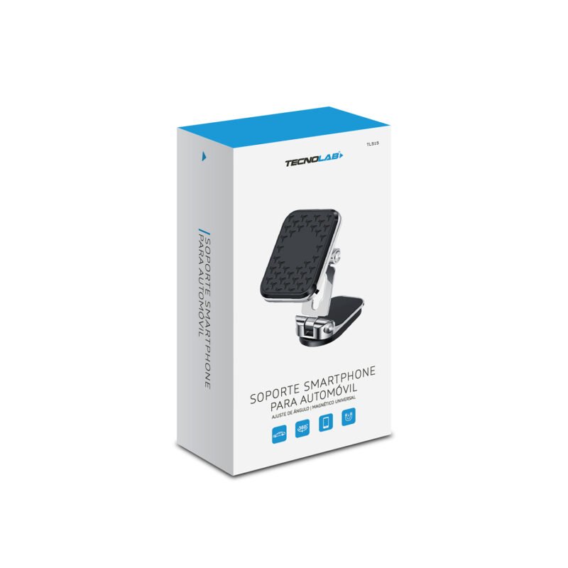 soporte tecnolab para automovil de smartphone, ajuste de angulo, magnetico universal, flexible con rotacion 360°, diseÑo ergonomico. — vista 3