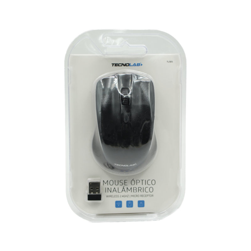 mouse tecnolab inalambrico optico 2.4 ghz, 1000 dpi 4 botones diseÑo ergonomico, 1000 dpi, hasta 5 millones de clicks. — vista 4