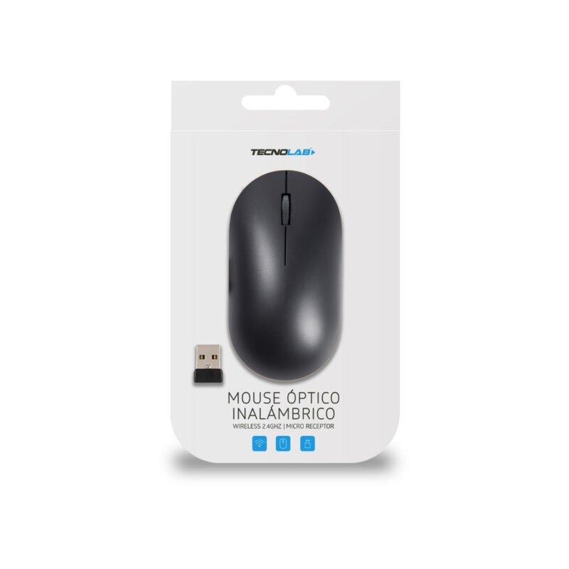 mouse tecnolab inalambrico 2.4 ghz, 1000dpi diseÑo ergonomico, 3 botones tecnologia de ahorro de energia. — vista 3