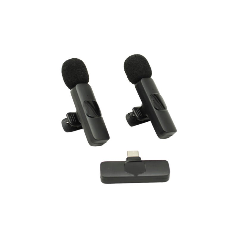 kit microfono de 2 lavalier inalambrico para celular con conexion tipo c